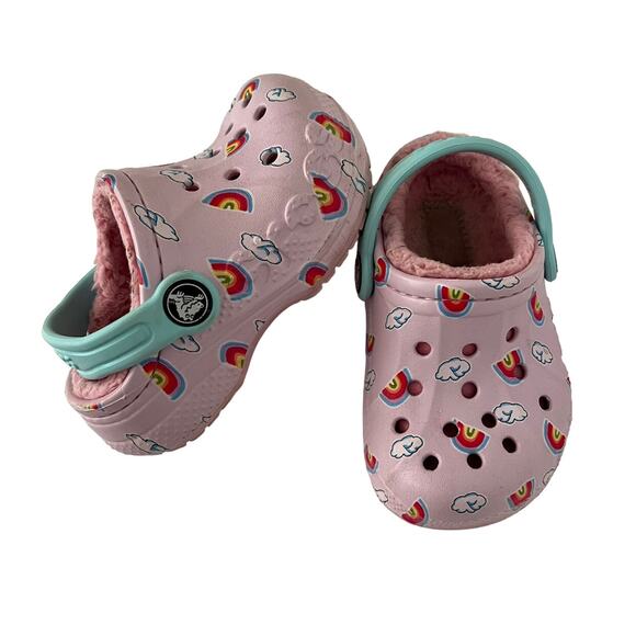 Crocs Fleece Lined Rainbow Baya Shoes - Picture 1 of 8